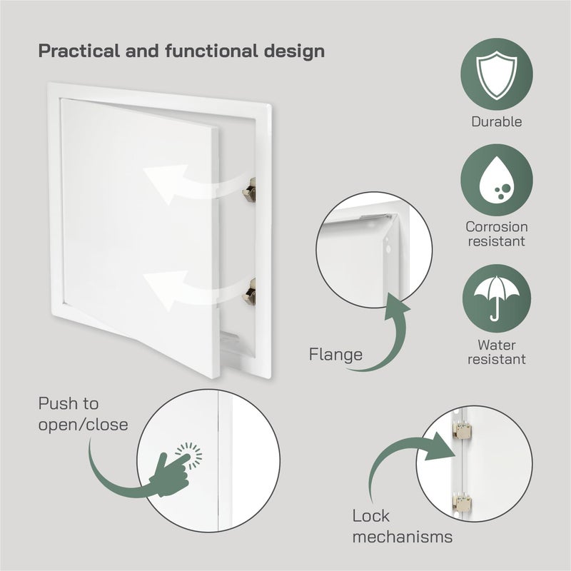Vent Systems 12'' x 12'' Inch White Metal Access Panel with Click Function - Easy Access Doors - Access Panel for Drywall, Wall, Ceiling - Electrical, Plumbing Service Door - Crawl Space Doors - Image 3